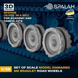 Set of scale model "Damaged M2 Bradley Road Wheels for Academy and Tamiya kits", (12 pcs.)