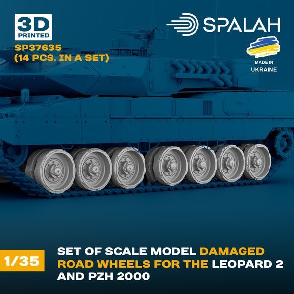 Set of scale model "Damaged road wheels for the Leopard 2 and PZH 2000", (14 pcs.)