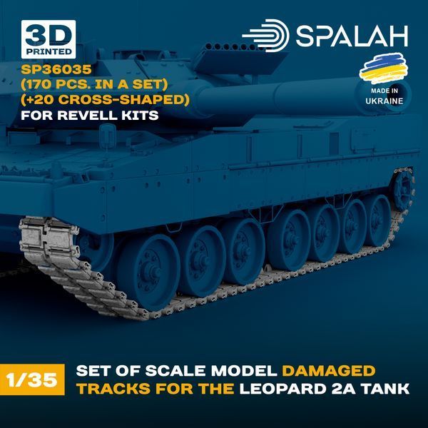 Set of scale model "Damaged track links for the Leopard 2 tank family", (170 pcs.+20 cross-shaped)