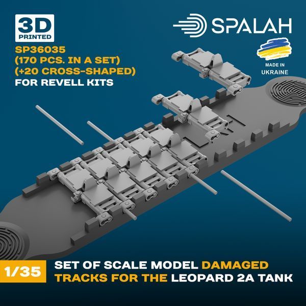 Set of scale model "Damaged track links for the Leopard 2 tank family", (170 pcs.+20 cross-shaped)