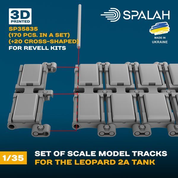 Set of scale model "Worcable track links for the Leopard 2 tank family", (170 pcs.+20 cross-shaped)